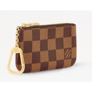 Louis Vuitton Damier Ebene Key Pouch (Pochette Clés) with Chain, Box + Dust Bag